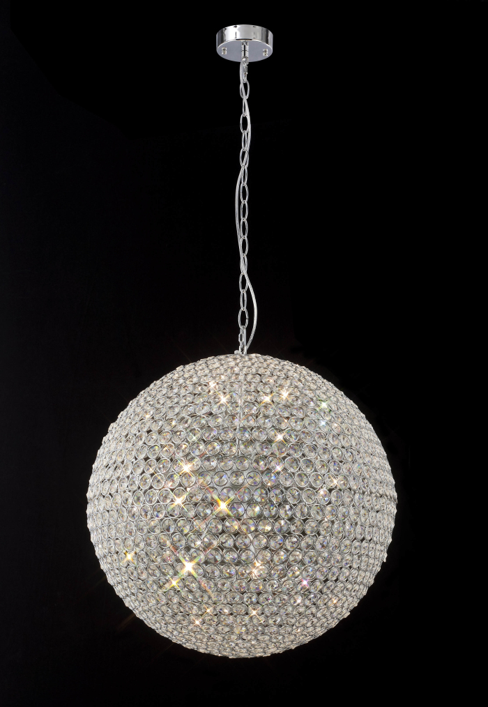 Round Pendat Lamp Crystal Chrome Finish