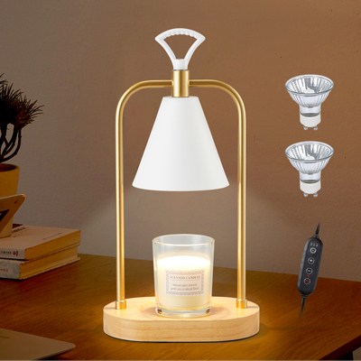 Briever Candle Warmer Lamp with Timer, Electric Candle Melter Lamp with Wood Base