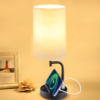 Briever Touch Control USB Table Lamp, Upgraded 3-Way Dimmable Bedside Desk Lamp with USB C & A Charging Ports and AC Outlet